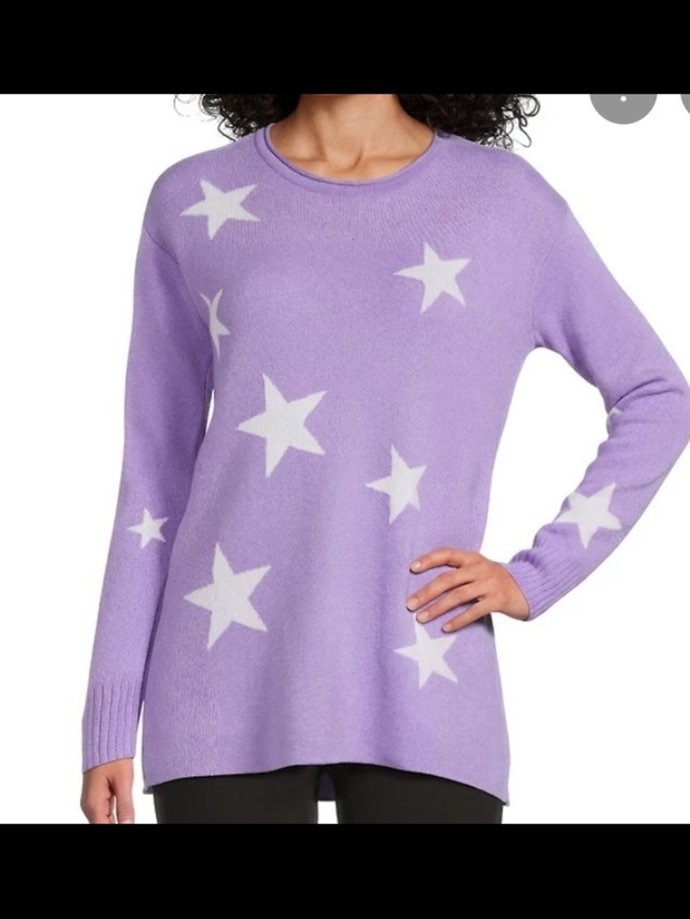 Slim Factor By Investments Size XL NWT Lavender Star-Print Crewneck Sweater